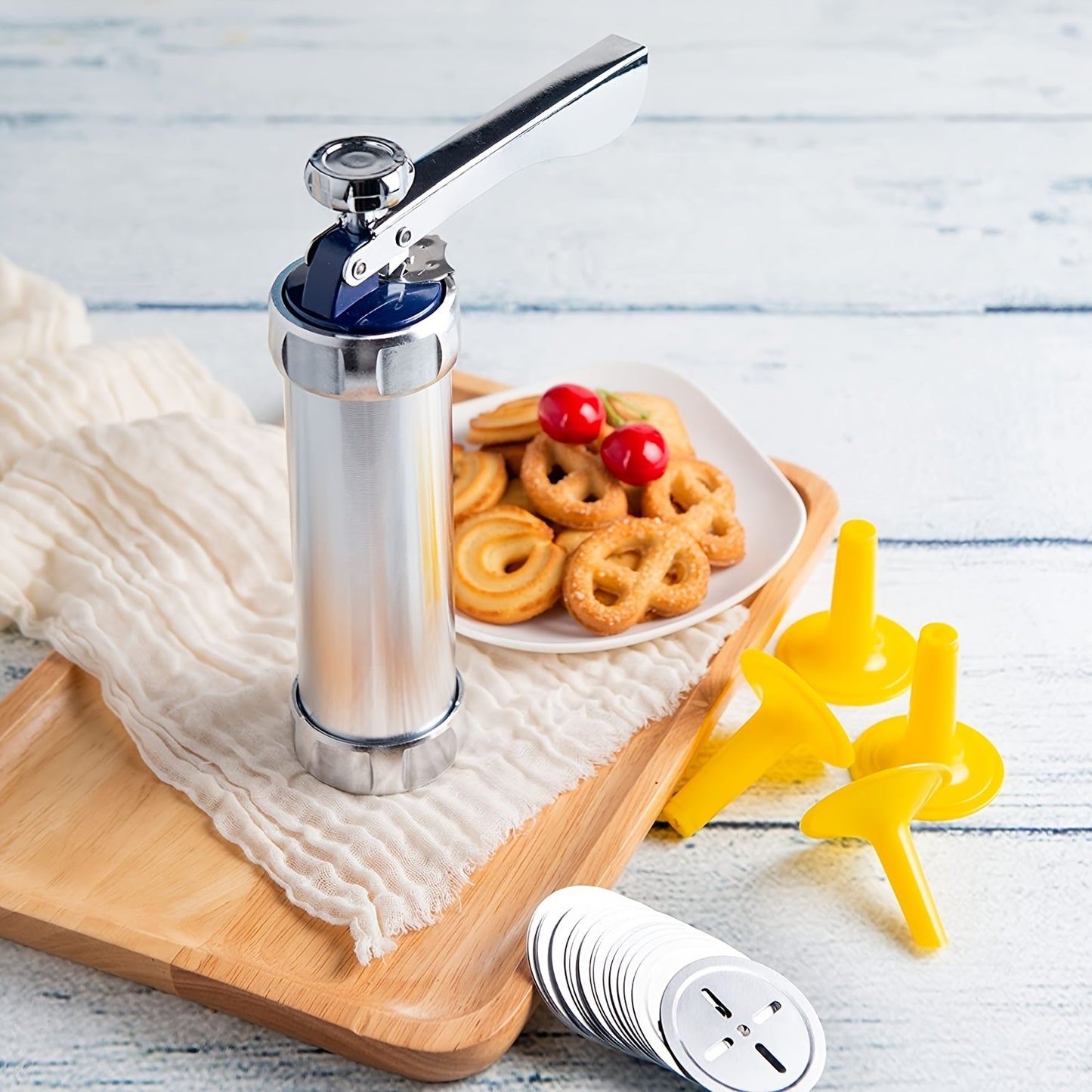 1 Set; Cookie Press Gun Kit; Includes 20 Cookie Dies And 4 Stainless Steel Nozzle For DIY Biscuit Maker And Decoration Christmas Cookie Making; Kitchen Accessories