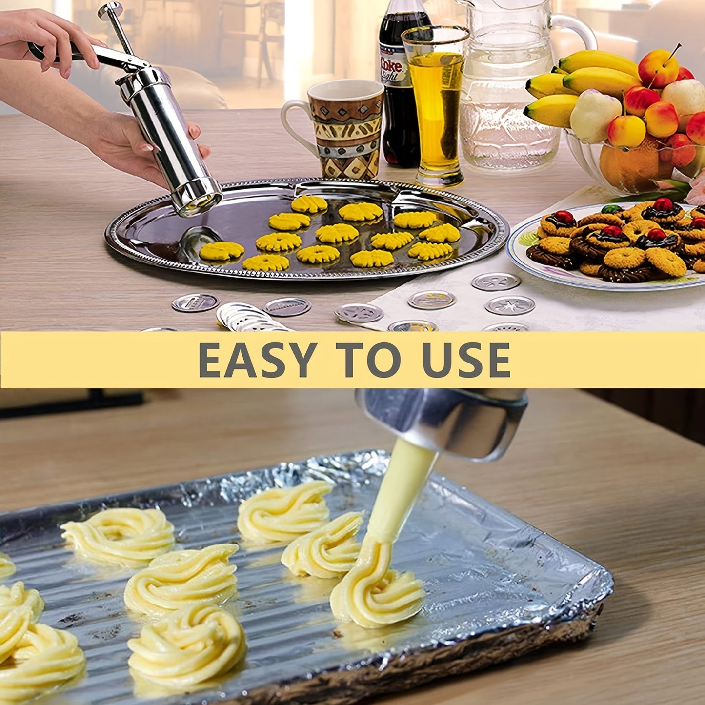 1 Set; Cookie Press Gun Kit; Includes 20 Cookie Dies And 4 Stainless Steel Nozzle For DIY Biscuit Maker And Decoration Christmas Cookie Making; Kitchen Accessories