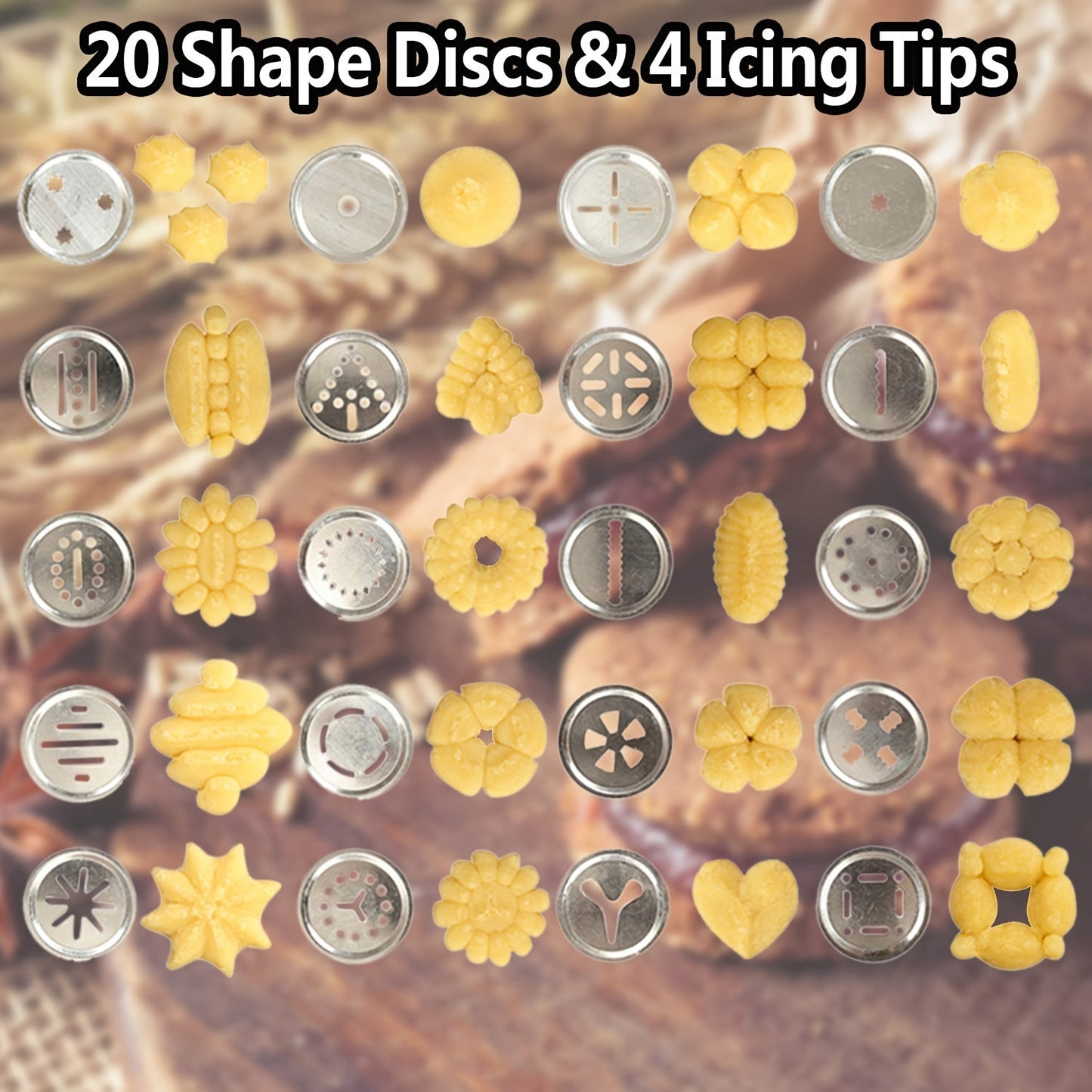 1 Set; Cookie Press Gun Kit; Includes 20 Cookie Dies And 4 Stainless Steel Nozzle For DIY Biscuit Maker And Decoration Christmas Cookie Making; Kitchen Accessories