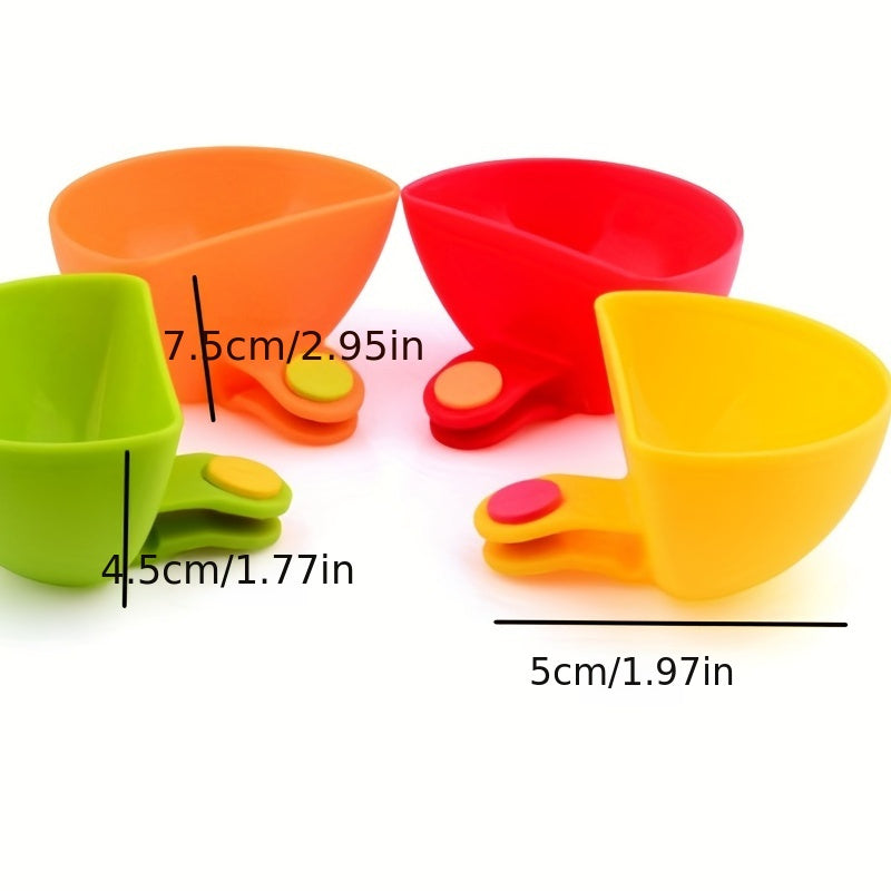 4pcs Seasoning Sugar Salad Tomato Sauce Bowl; Plate Clip Seasoning Bowl; Pickles Kitchen Clip Bowl Dipping Sauce Small Clip Seasoning Dish Plate Bowl Dipping Sauce