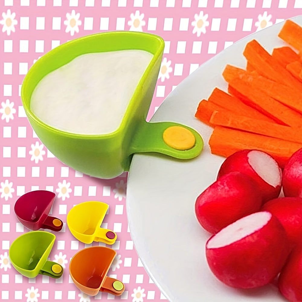4pcs Seasoning Sugar Salad Tomato Sauce Bowl; Plate Clip Seasoning Bowl; Pickles Kitchen Clip Bowl Dipping Sauce Small Clip Seasoning Dish Plate Bowl Dipping Sauce