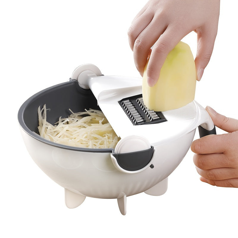 1Set Cutting And Draining Basket; Multifunctional Vegetable Cutting Artifact; Household Potato Shredded Slices Tools; Kitchen Vegetable Cutting And Draining Basket