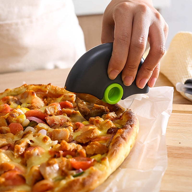 1pc Stainless Steel Round Wheel Cutter With Lid For Cake; Bread; And Pies - Kitchen Baking Tool With Roulette Roller; Suitable For Home Kitchen Baking; Household Pizza Baking