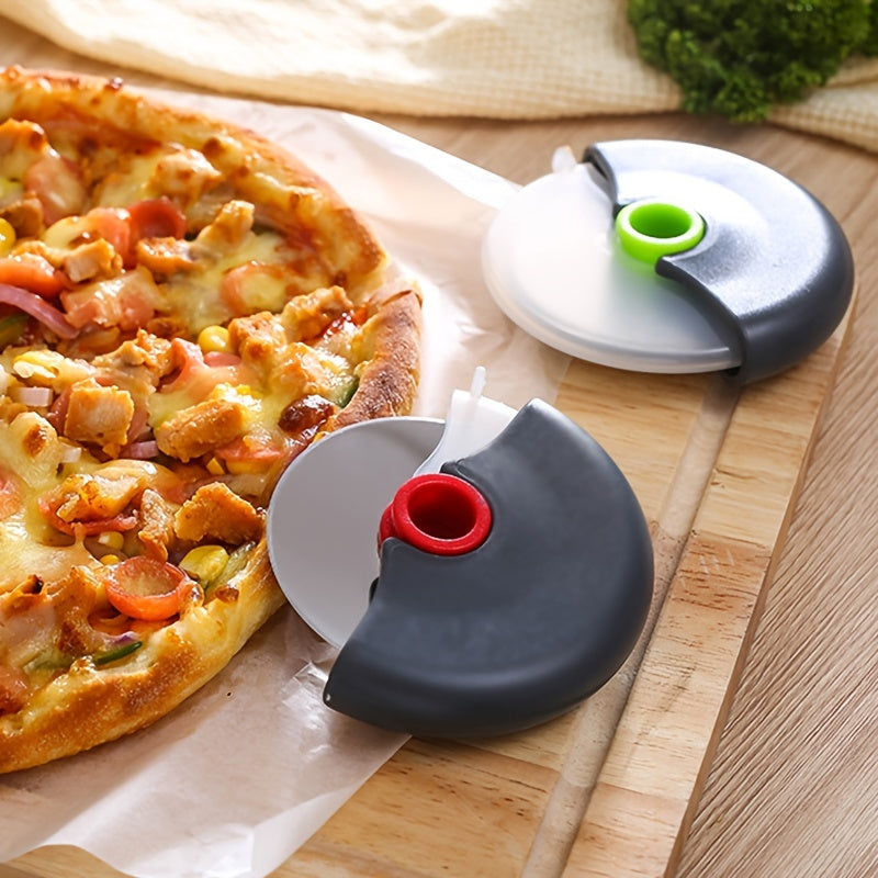1pc Stainless Steel Round Wheel Cutter With Lid For Cake; Bread; And Pies - Kitchen Baking Tool With Roulette Roller; Suitable For Home Kitchen Baking; Household Pizza Baking