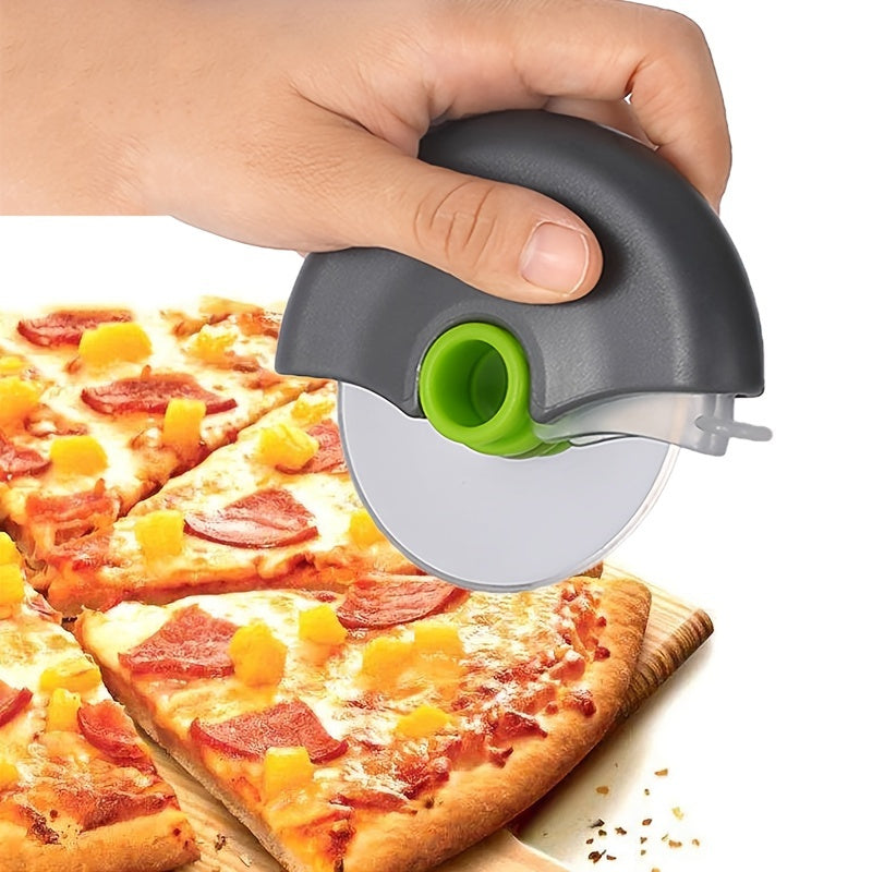 1pc Stainless Steel Round Wheel Cutter With Lid For Cake; Bread; And Pies - Kitchen Baking Tool With Roulette Roller; Suitable For Home Kitchen Baking; Household Pizza Baking