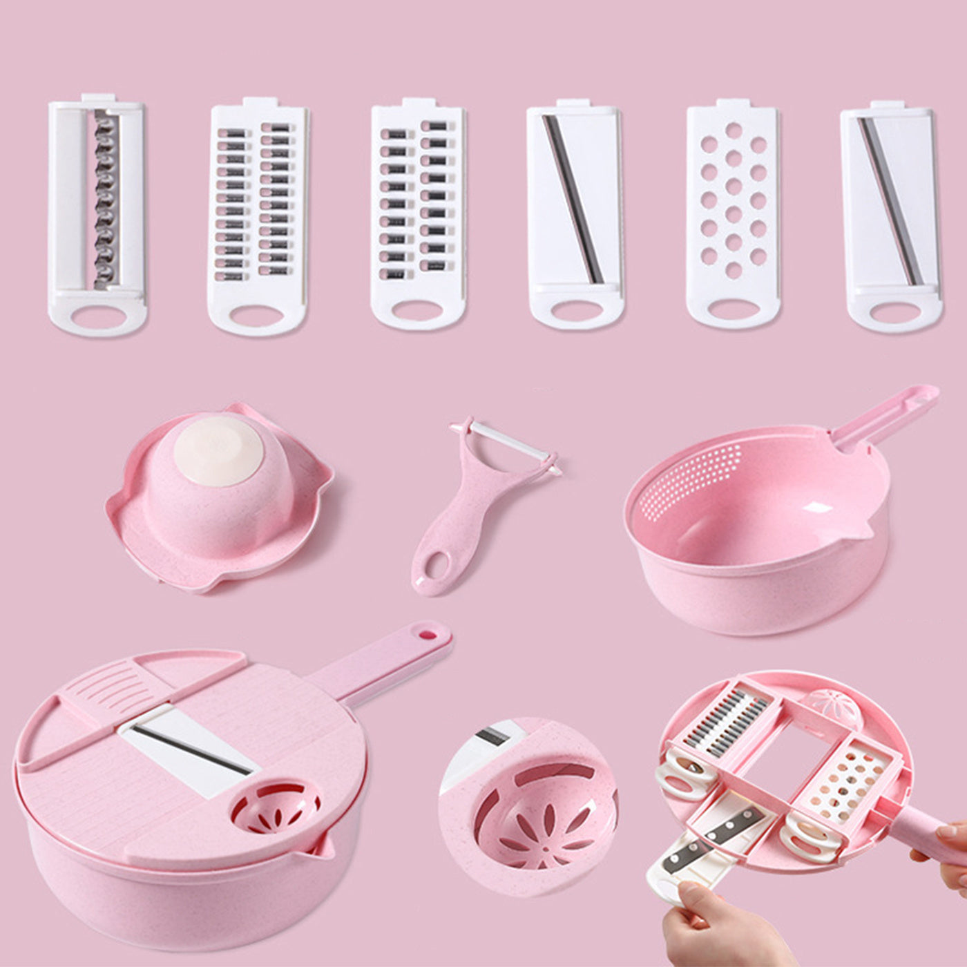 1pc Multifunctional Vegetable Cutter, Potato Shredded Grater, 3 Blades Or 6 Blades For Choose 11in*7.2in