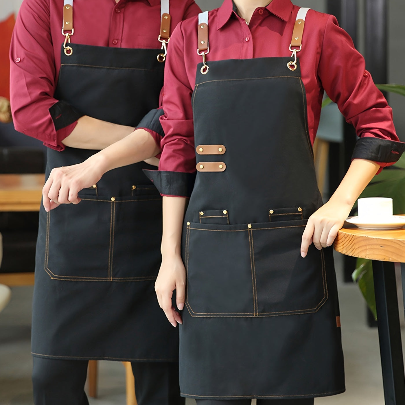 1pc Apron; Waterproof And Oil-proof Apron With Pockets; Universal Apron For Women And Men; For Coffee Bar; Restaurant; Multipurpose Aprons 29.5in*27.5in