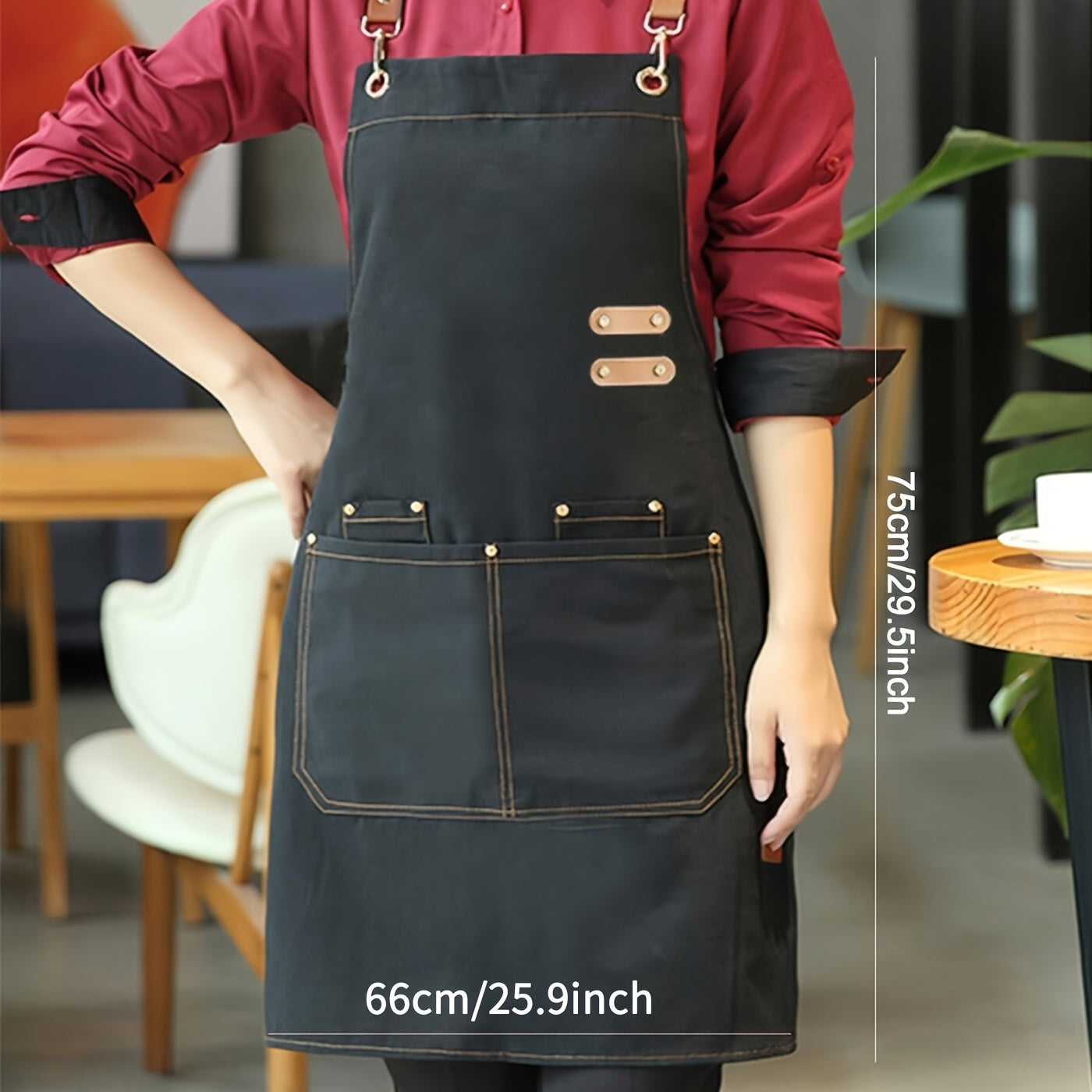 1pc Apron; Waterproof And Oil-proof Apron With Pockets; Universal Apron For Women And Men; For Coffee Bar; Restaurant; Multipurpose Aprons 29.5in*27.5in