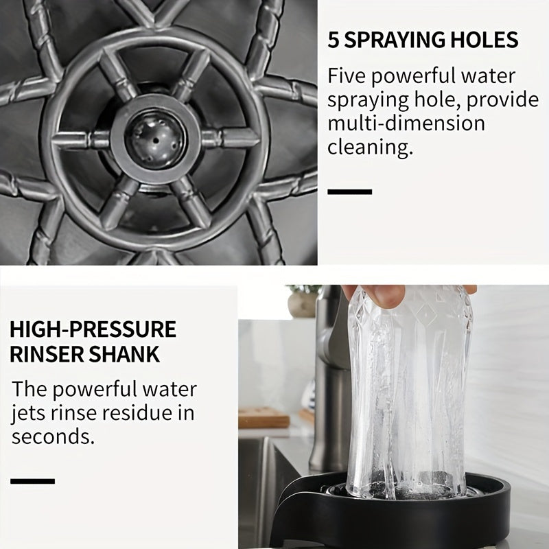 1pc Glass Rinser For Kitchen Sink; Bottle Cup Washer For Sink Attachment; Kitchen Bar Sink Cleaner; Bottle Washer; Kitchen Sink Automatic Flushing Device