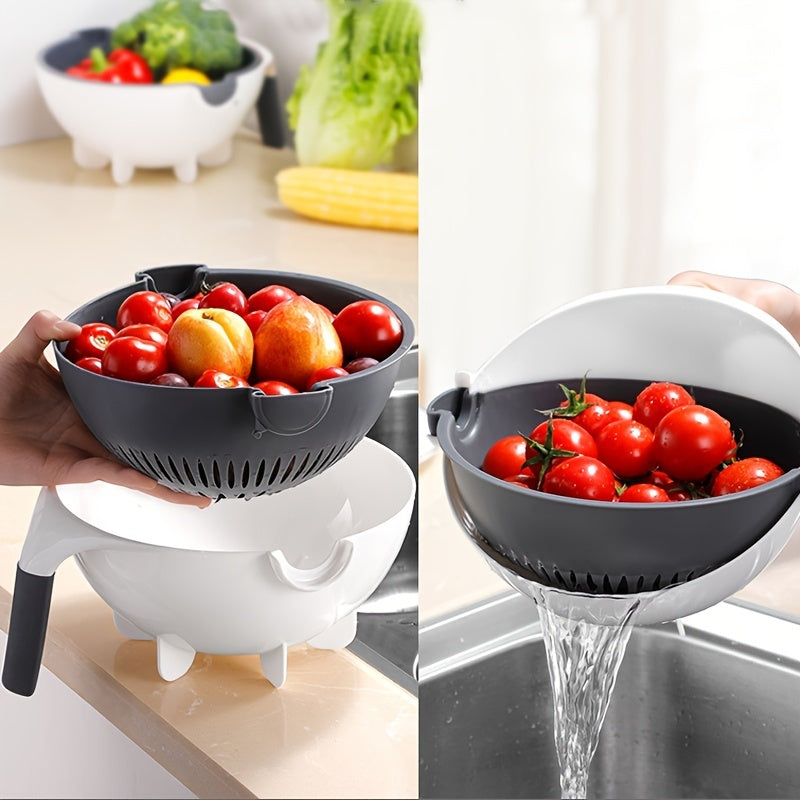 1Set Cutting And Draining Basket; Multifunctional Vegetable Cutting Artifact; Household Potato Shredded Slices Tools; Kitchen Vegetable Cutting And Draining Basket