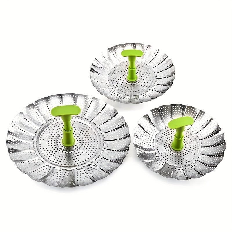1pc; Foldable Steamer Rack; Stainless Steel Steamer Basket; Folding Steamer Insert For Veggie; Fish; Seafood; Bun; And More; Kitchen Gadgets; Kitchen Accessories