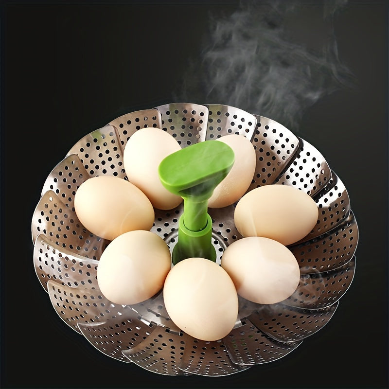 1pc; Foldable Steamer Rack; Stainless Steel Steamer Basket; Folding Steamer Insert For Veggie; Fish; Seafood; Bun; And More; Kitchen Gadgets; Kitchen Accessories